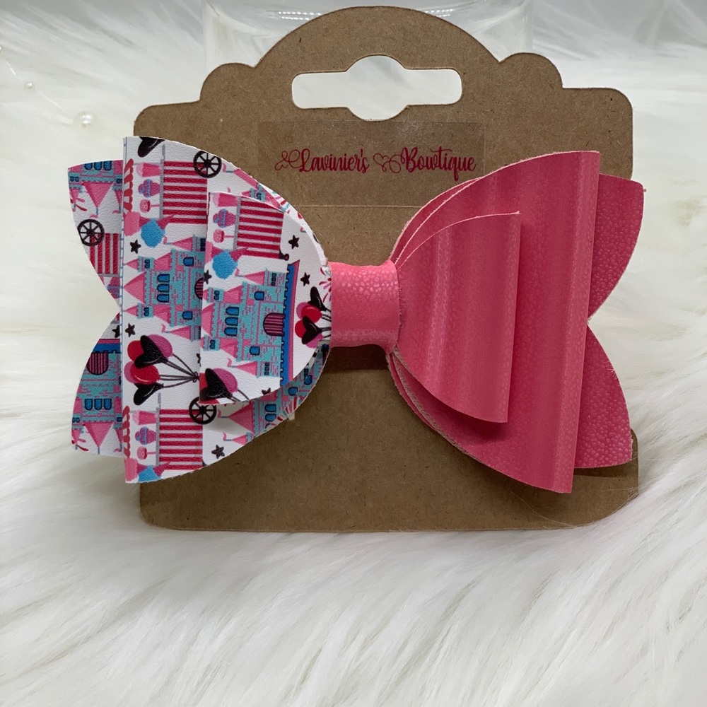 Split pink and magical print  3” bow